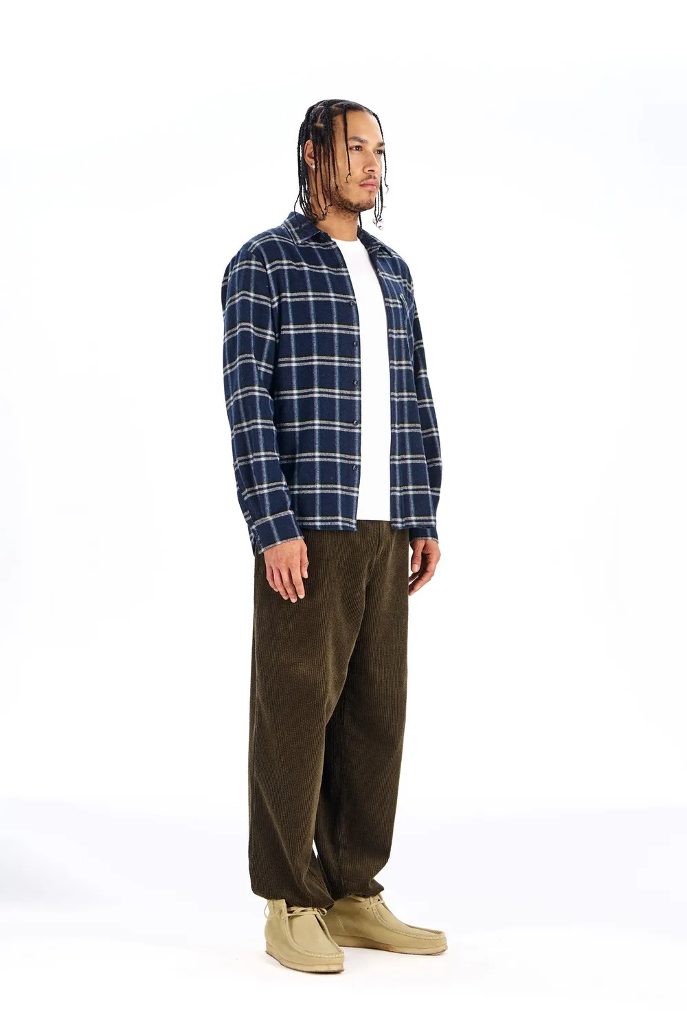 KOMODO SANTI Hemd Navy Check Bio-Flanell relaxed