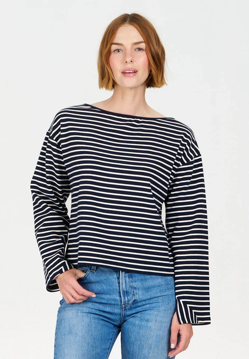 Komodo June Top Damen Navy-Streifen Bio-Baumwolle 38