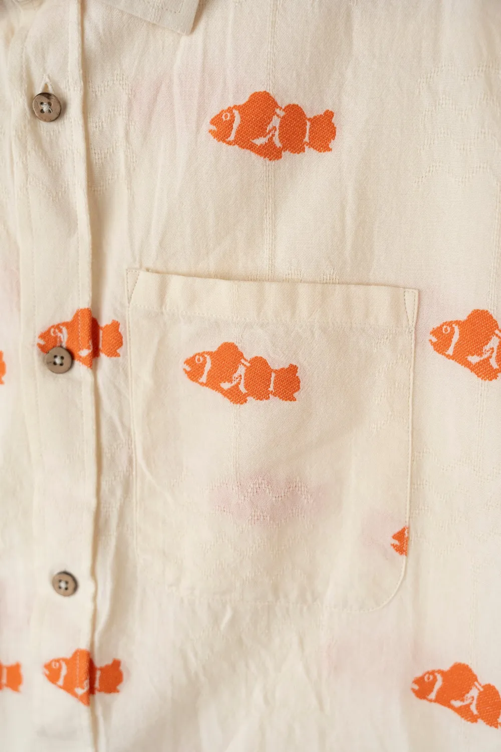 LAKOR Clownfish Kurzarmhemd Off White Bio-Baumwolle