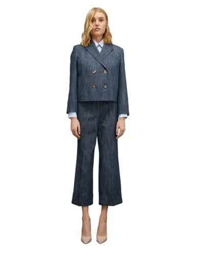 Motivi Denim-Blazer zweireihig Blau 42 geflammt