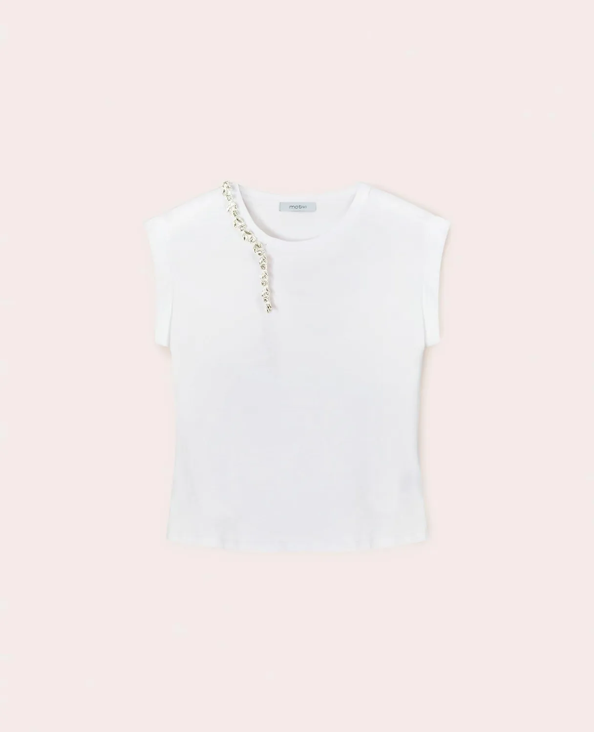 Motivi Boxy-T-Shirt Baumwolle Schmucksteine