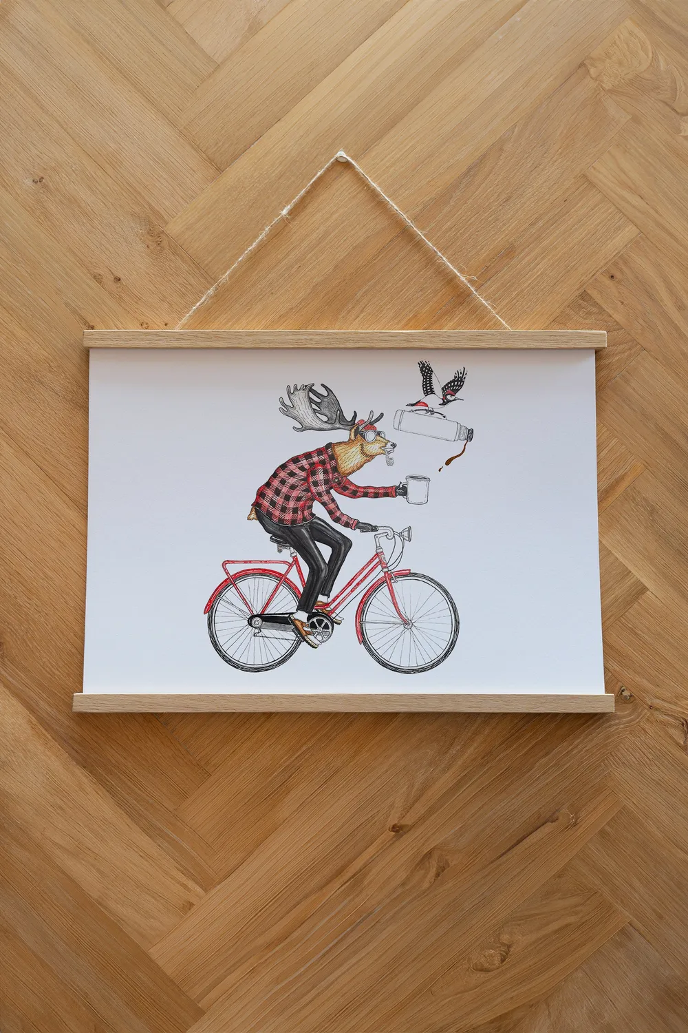 LAKOR Off To Work Poster White Hirschmotiv