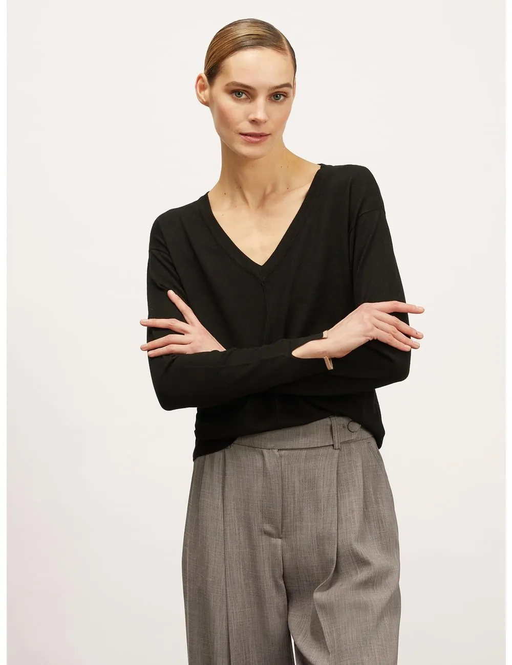 Motivi Strickpullover gestreift V-Ausschnitt Damen