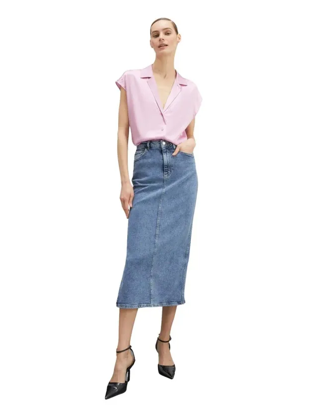 Motivi Kimono-Hemdbluse aus Satin mit Flügelärmeln