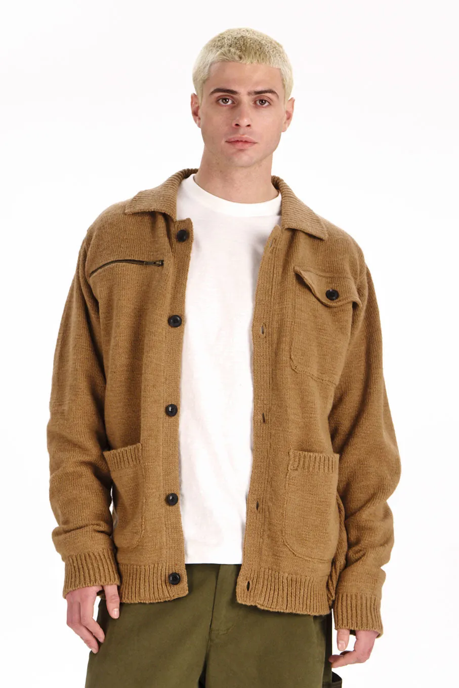 KOMODO WOLFIE Strickjacke Camel Herren Lambswool