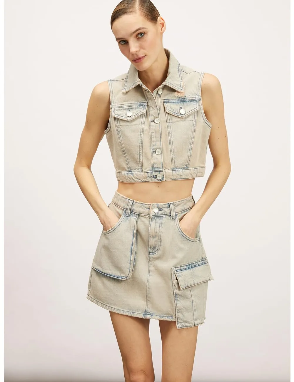 Motivi Gefärbte Jeansweste Weste M rosa Denim