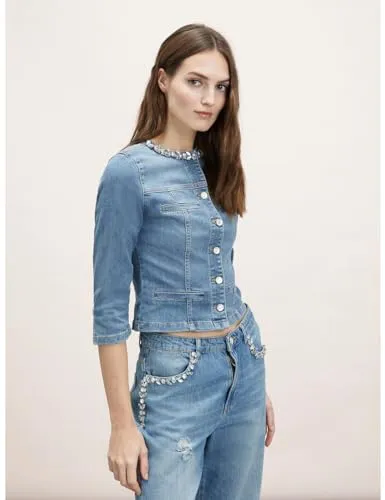 Motivi Spring Summer 24 Blousonjacke Jeans Kristalle