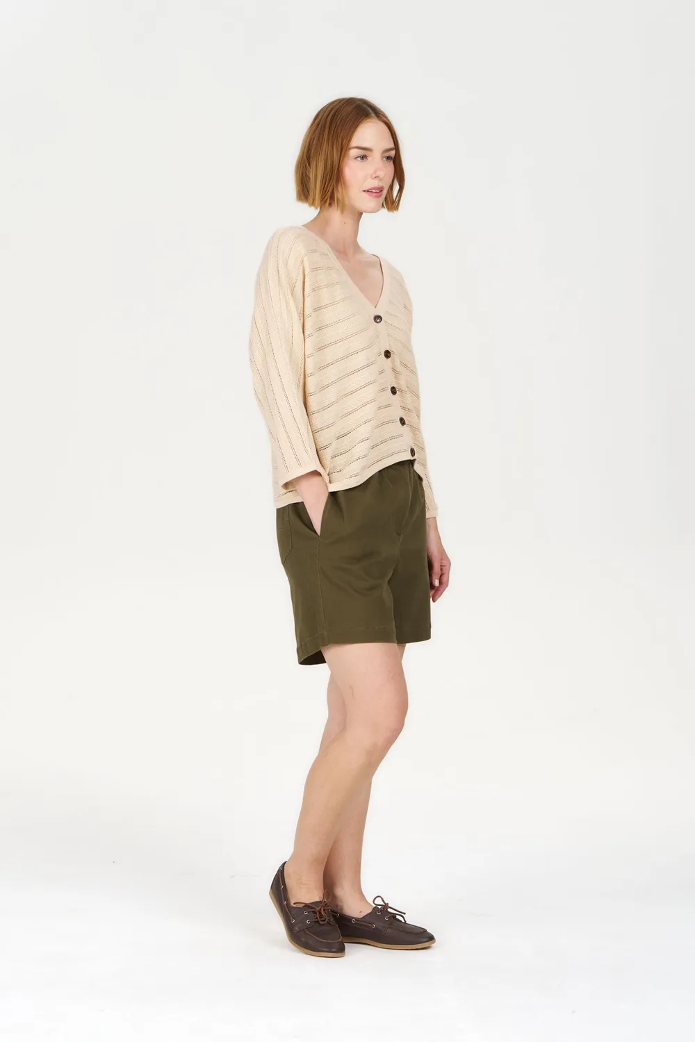 KOMODO MALI Strickjacke Sand Ramie-Baumwolle Damen