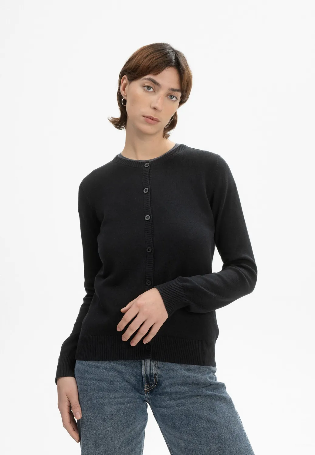 MELA NAMEEN Cardigan anthrazit melange aus Bio-Baumwolle