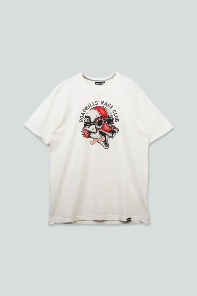 LAKOR Roadkills Race Club T-Shirt Weiß Baumwolle