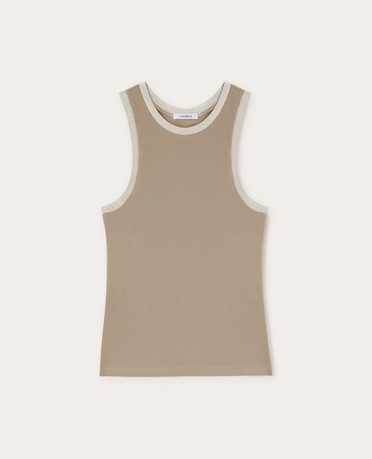 Motivi Tanktop mit Lurex-Bordüren gerippt aus Baumwolle