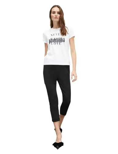 Motivi Spring Summer 24 T-Shirt Schriftzug Baumwolle Spitze