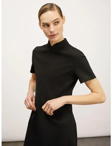 Motivi Milano-Rib Minikleid Stehkragen uni