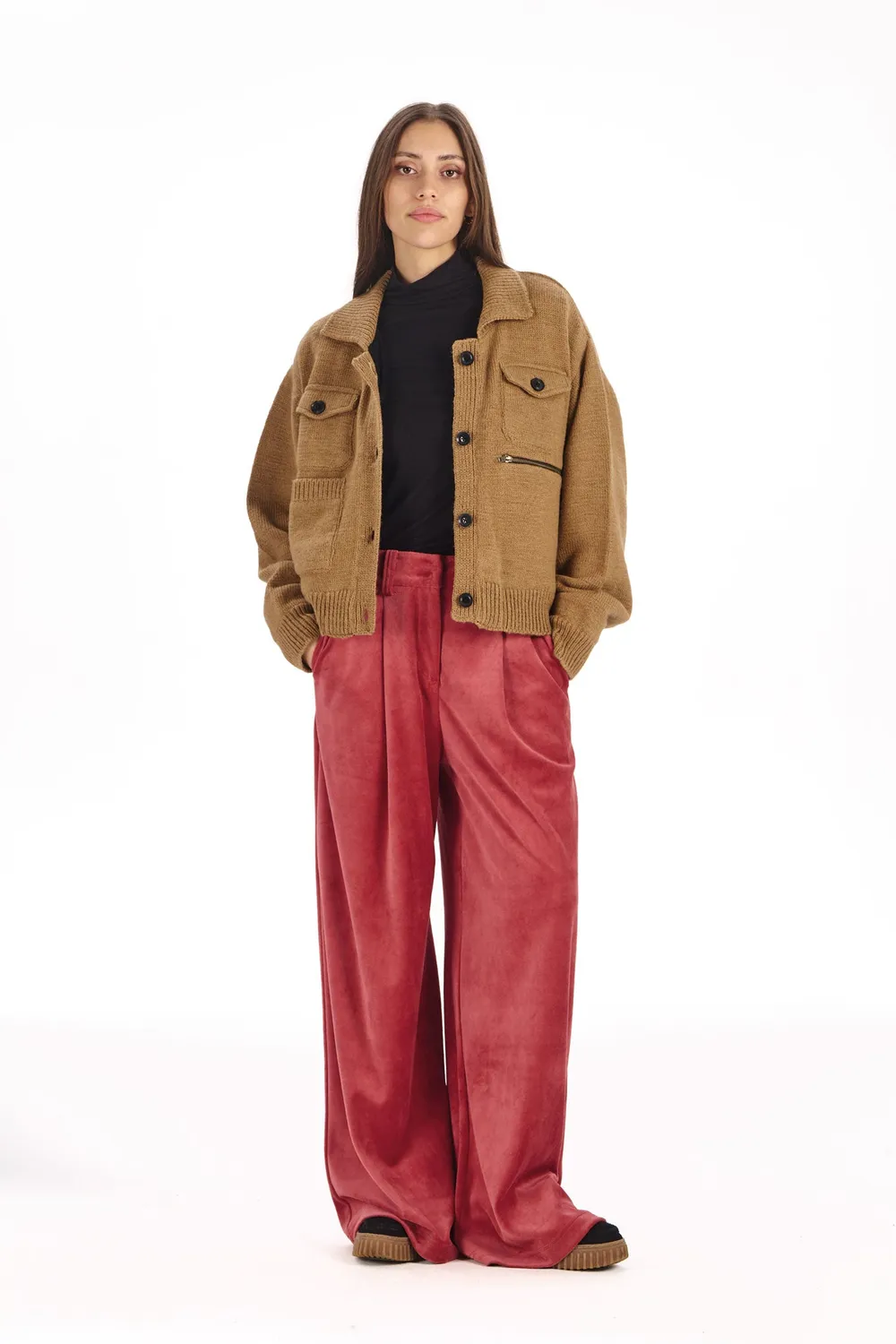 KOMODO PHOENIX Strickjacke Sand aus Lammwolle