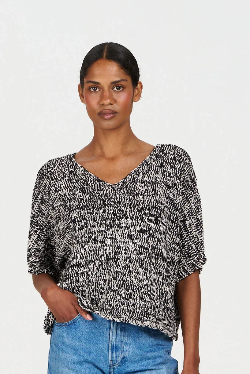 Komodo Teresa Pullover Damen Schwarz-Weiß Bio