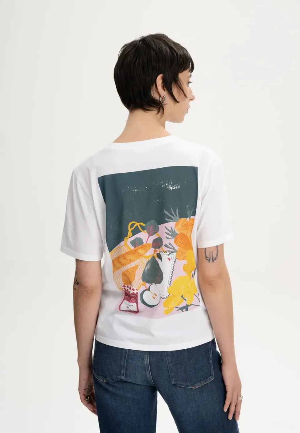MELA Tanika Artist T-Shirt weiß secret lake aus Jersey