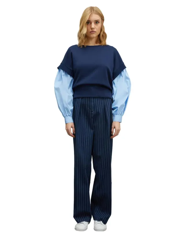 Motivi Kombi-Sweatshirt mit Hemdärmeln Sweatshirt uni