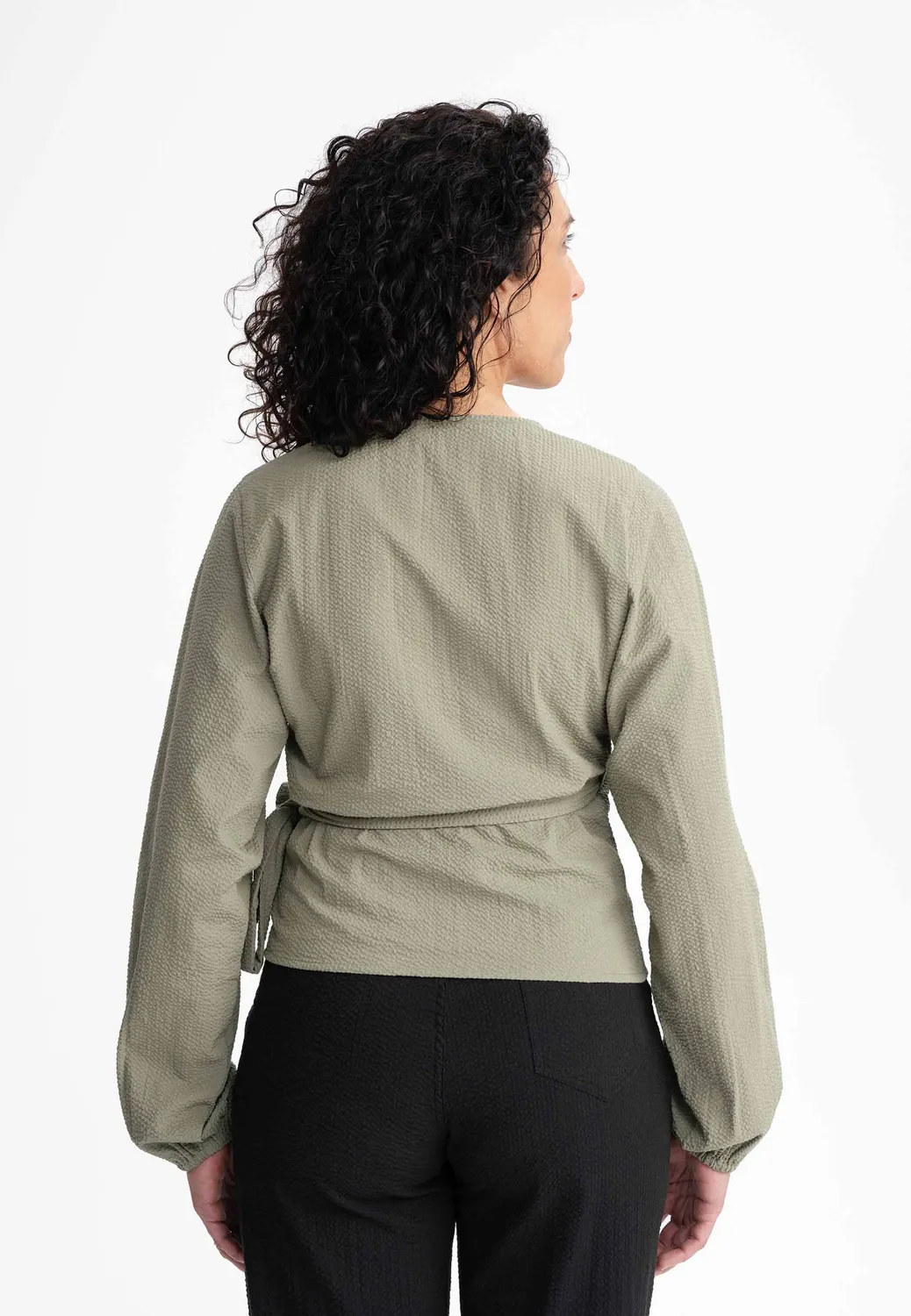 MELA LILAM Wickelbluse schwarz schwarz atmungsaktiv Baumwolle