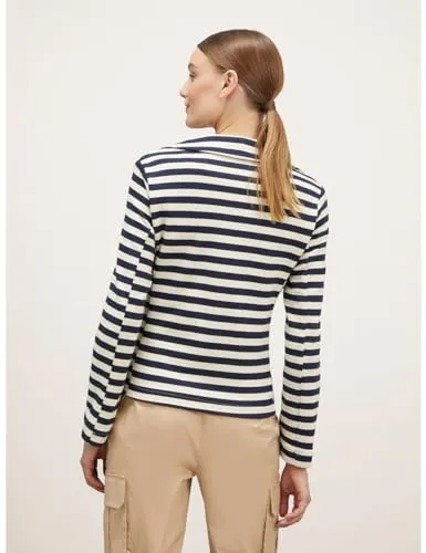 Motivi Sweatjacke gestreift einreihig Baumwolle