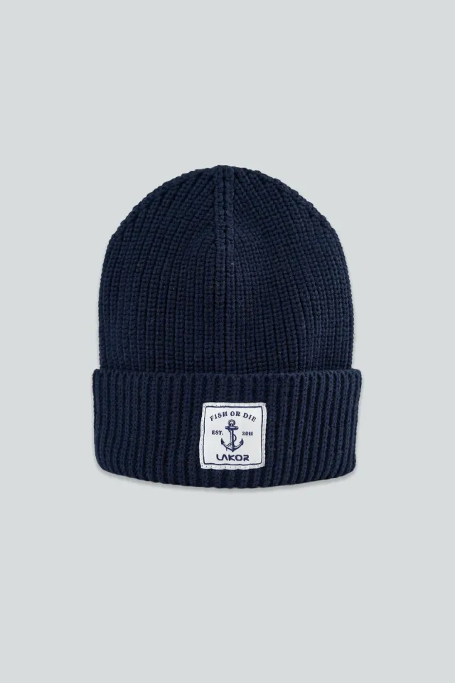 LAKOR Cotton Beanie Mütze navy Bio-Baumwolle