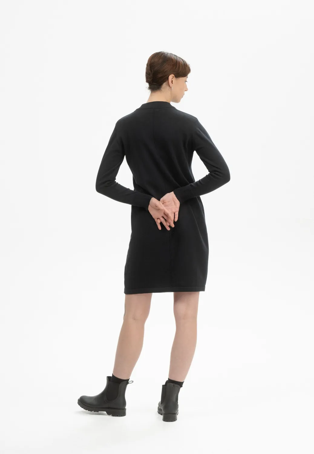 MELA HARLEEN Feinstrick Kleid navy Bio-Baumwolle