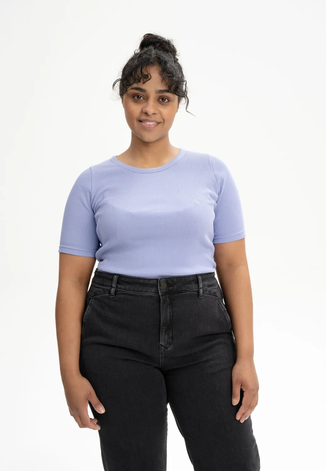 MELA JASLEEN Ripp T-Shirt weiß aus Baumwolle