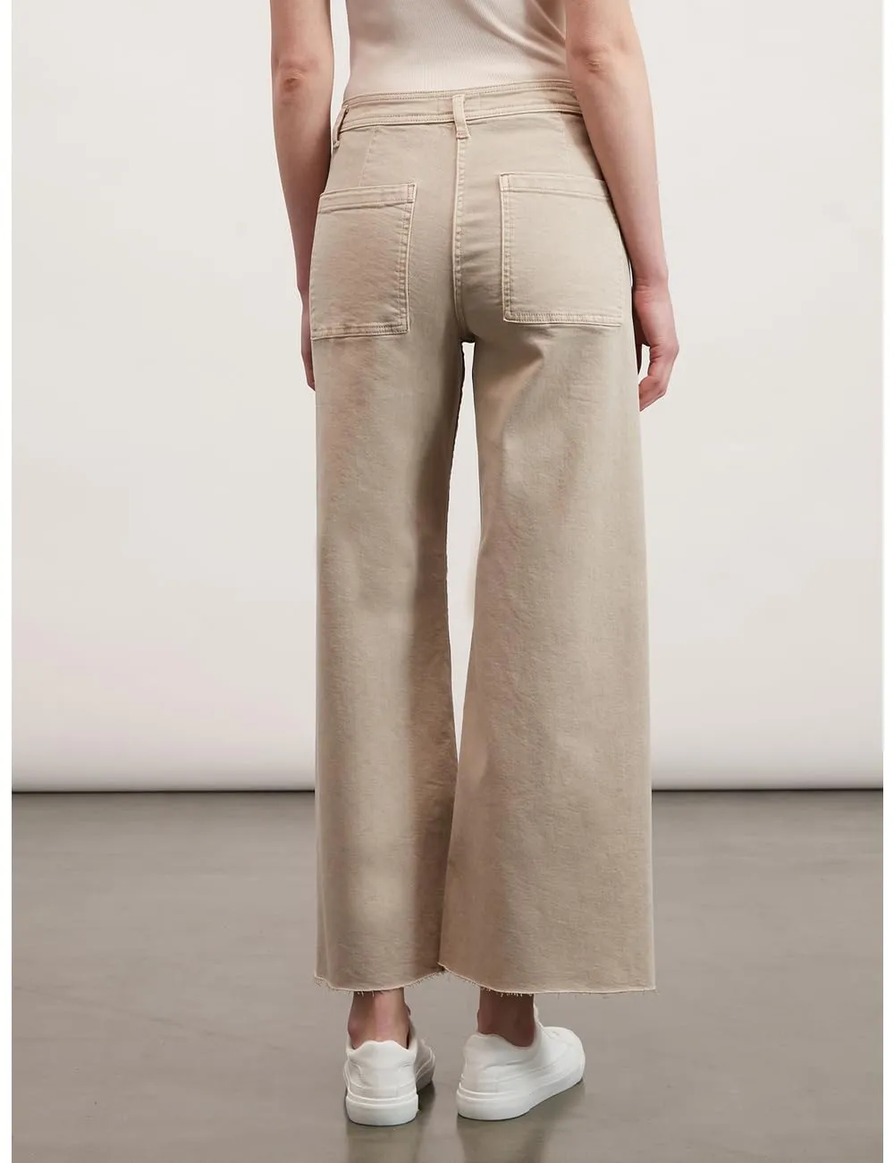 Motivi Cropped-Hose Baumwoll-Drill Fransensaum gerade