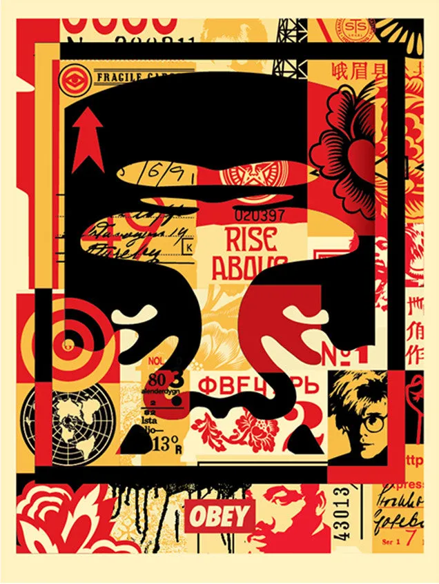 Obey 3-Face Collage Signed Offset Lithograph Set 3-teilig