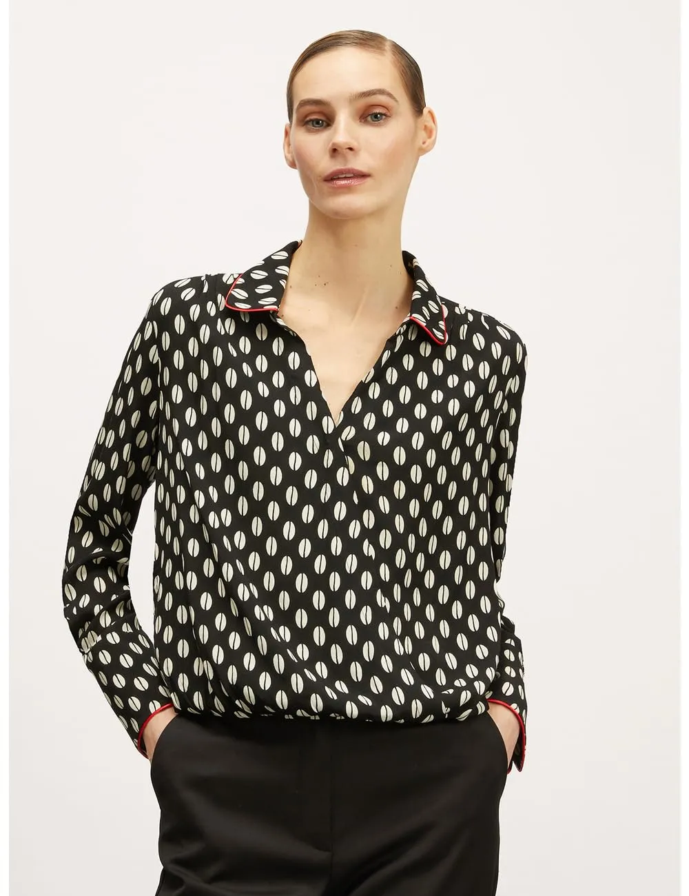 Motivi Hemdbluse bedruckt mit Überkreuzung Krepp