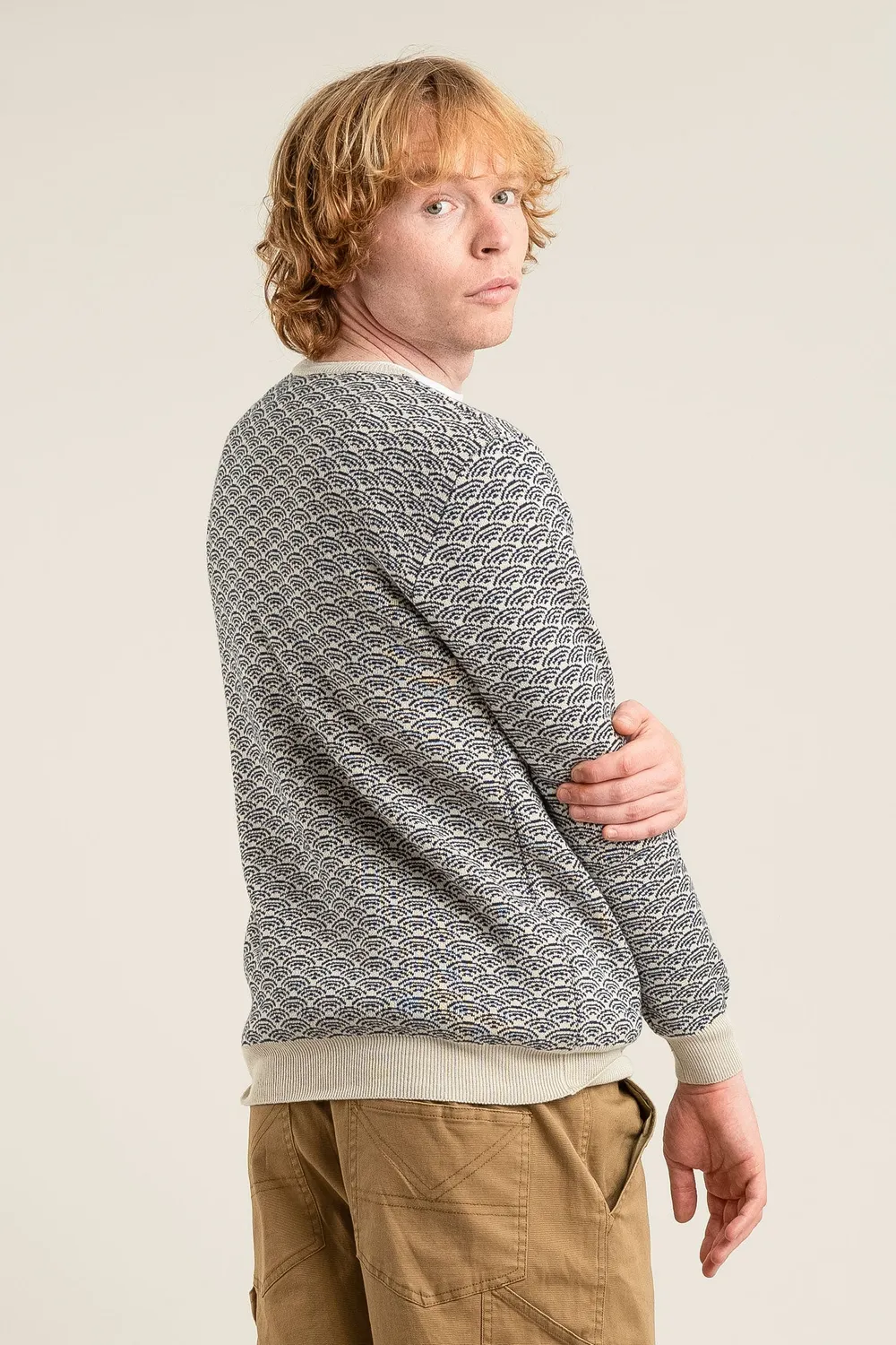KOMODO HAKKU Pullover Off White Bio-Baumwolle Regular Fit