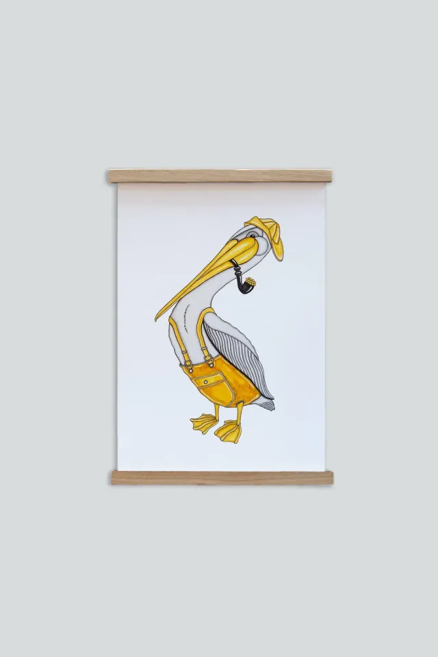 LAKOR Pier Pelican Poster Weiß Kunstdruck