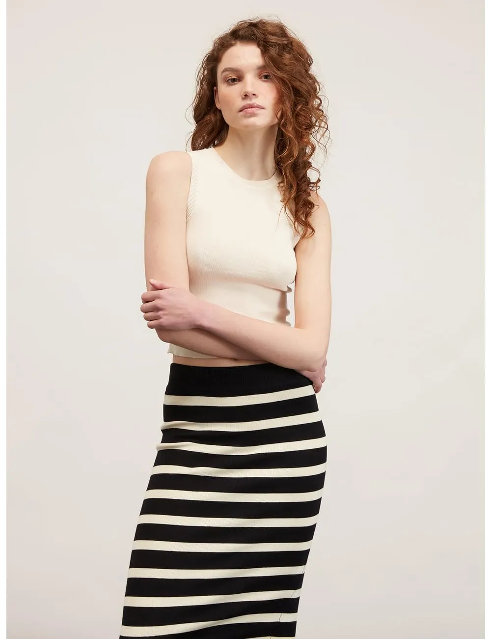 Motivi Spring Summer 24 Top Rippenstrick Viskose breit