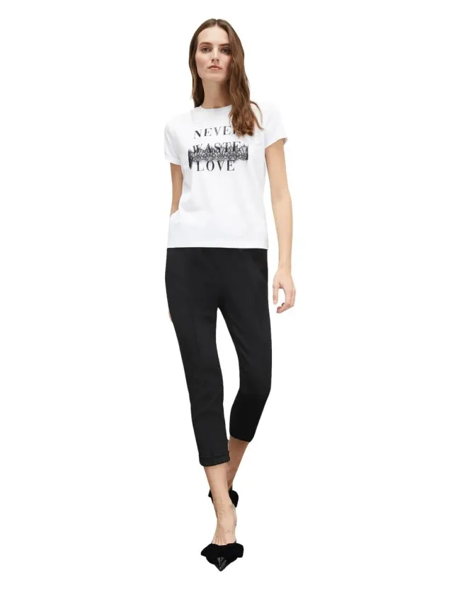 Motivi Spring Summer 24 T-Shirt Schriftzug Baumwolle Spitze