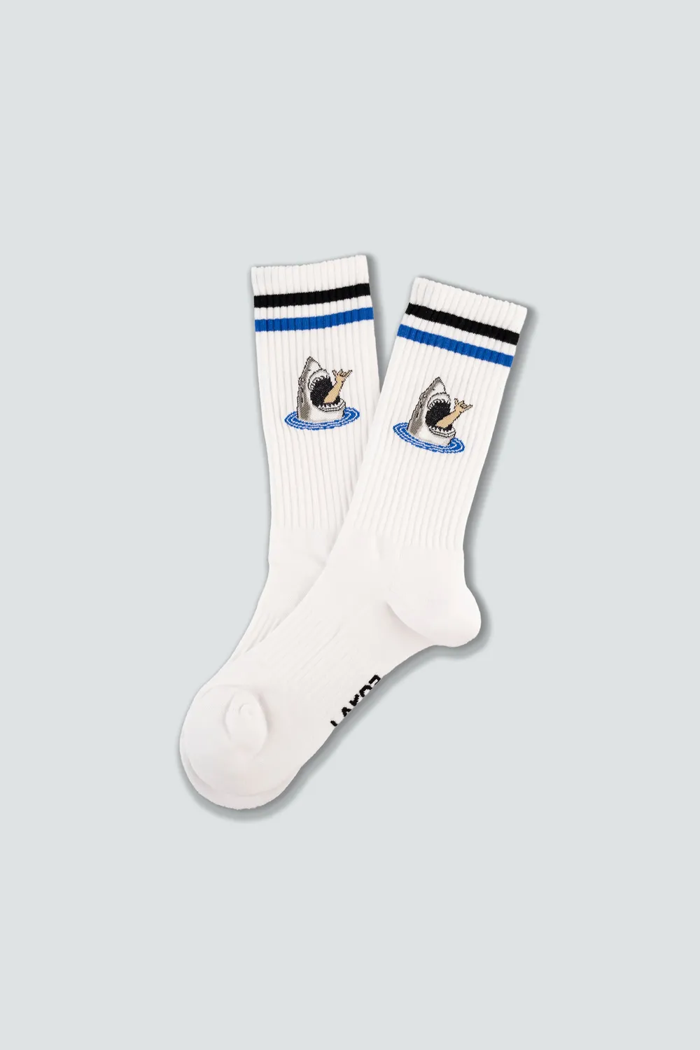 LAKOR Shark Shaka Tennissocken Weiß Bio-Baumwolle