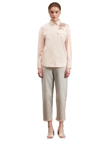 Motivi Hemdbluse Oversize Popeline Stickerei
