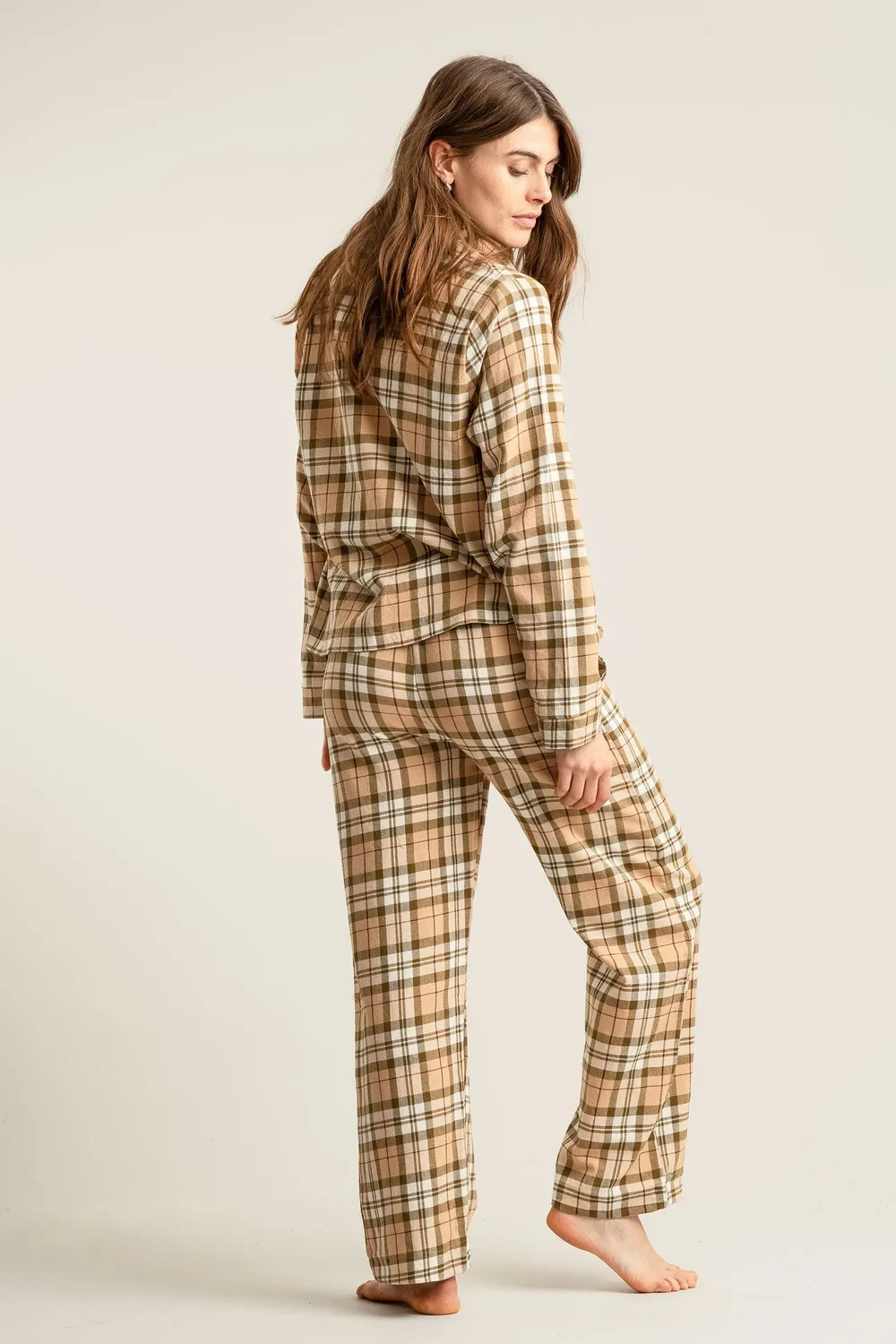 KOMODO JIM JAM Pyjama-Set Sand Bio-Baumwolle kariert