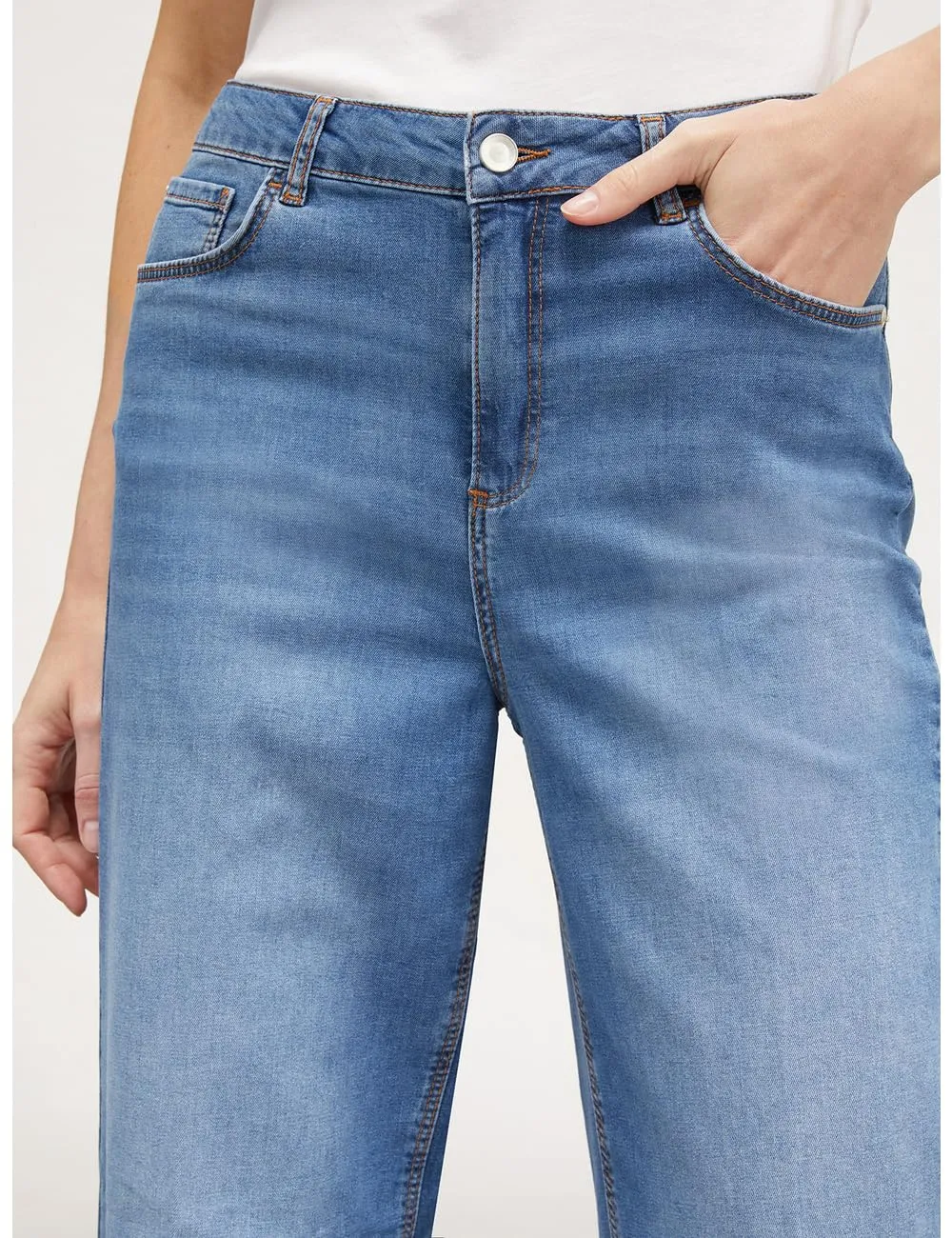 Motivi Jeans Damen Wide Fit mit Bügelfalte