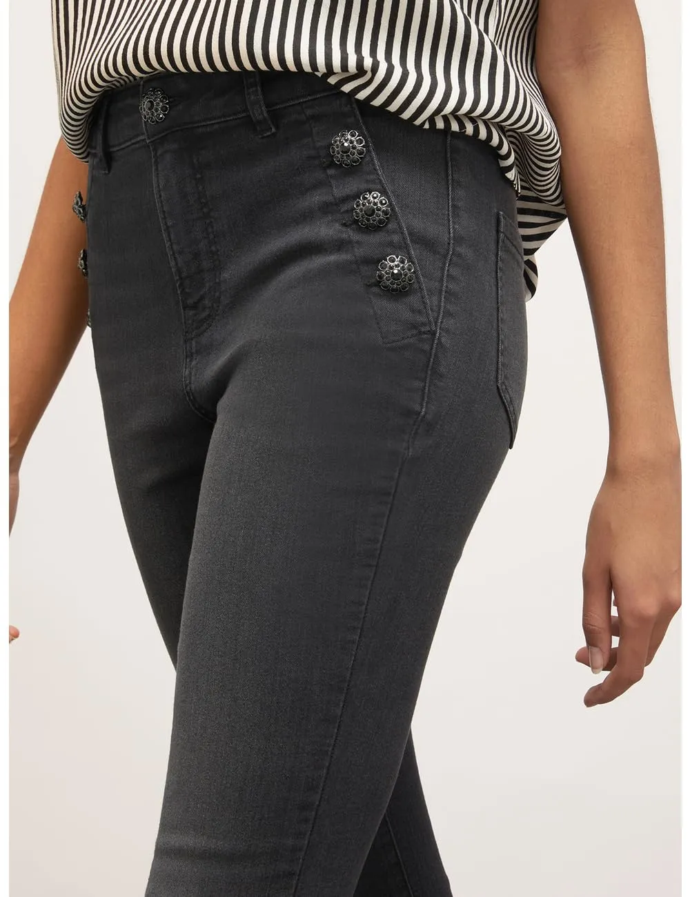 motivi Skinny-Jeans Knopf black washed Denim