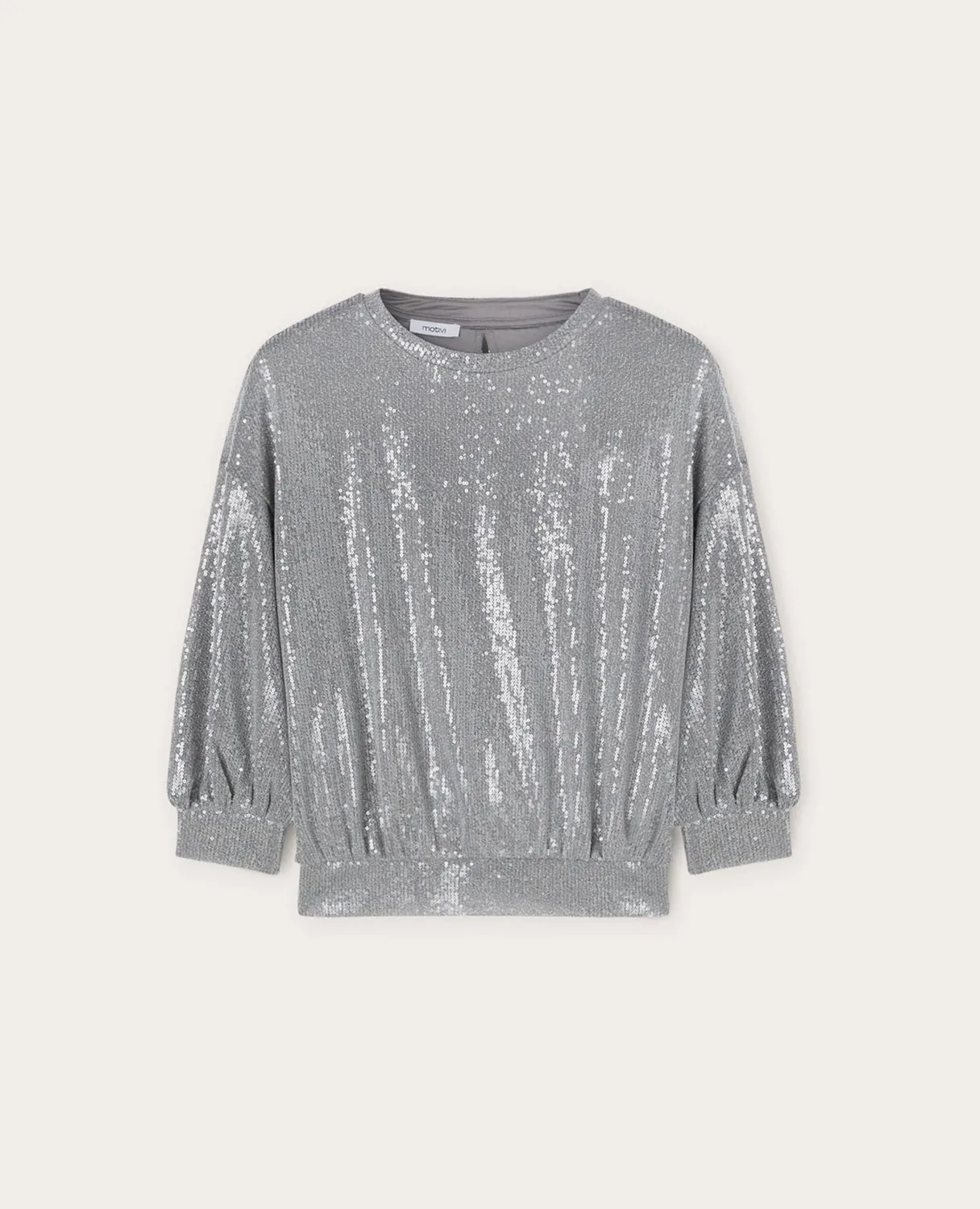 Motivi Sweatshirt kurz Shiny-Optik Ballonärmel