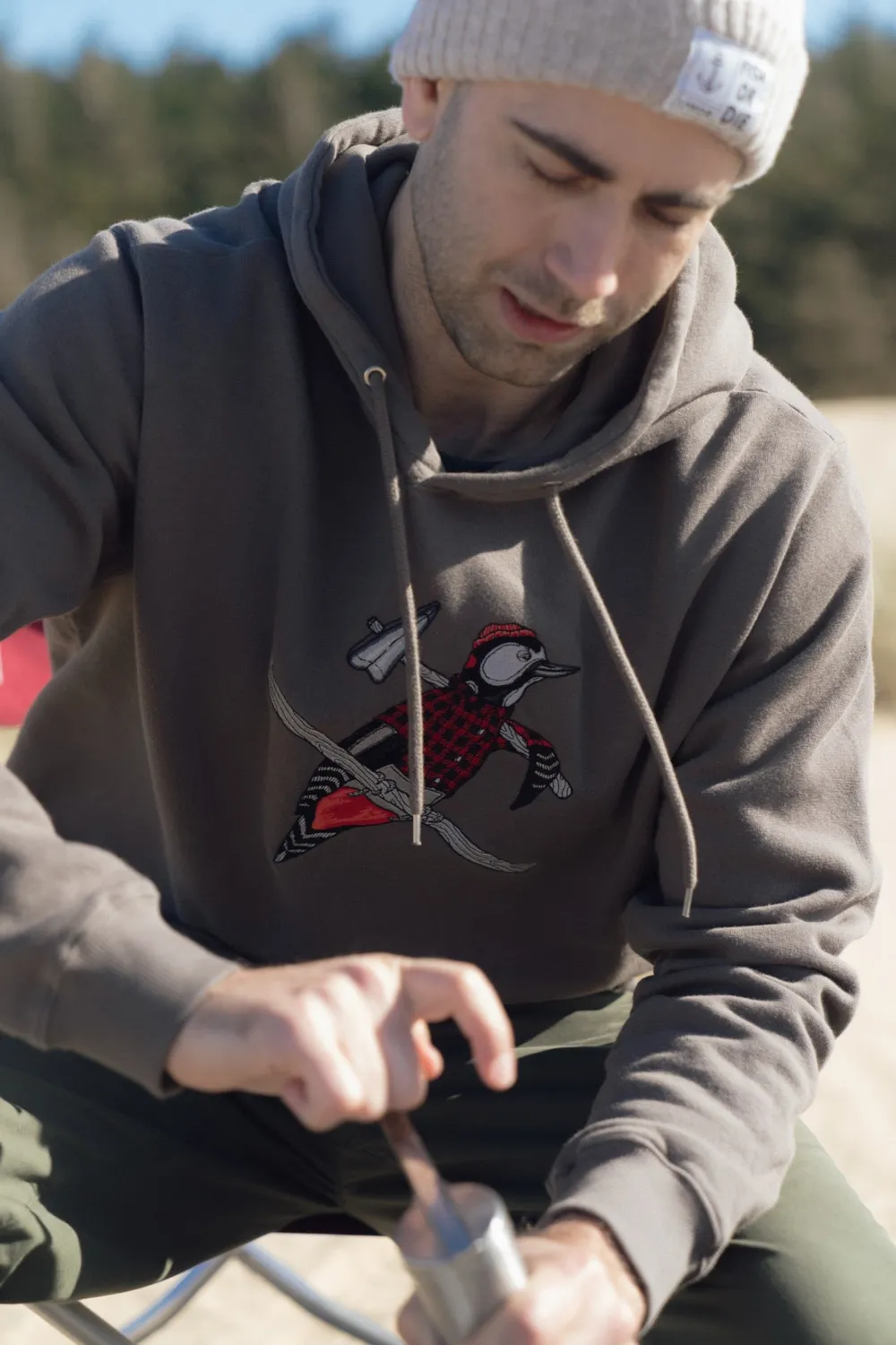 LAKOR Woodpecker Hoodie Morel Bio-Baumwolle