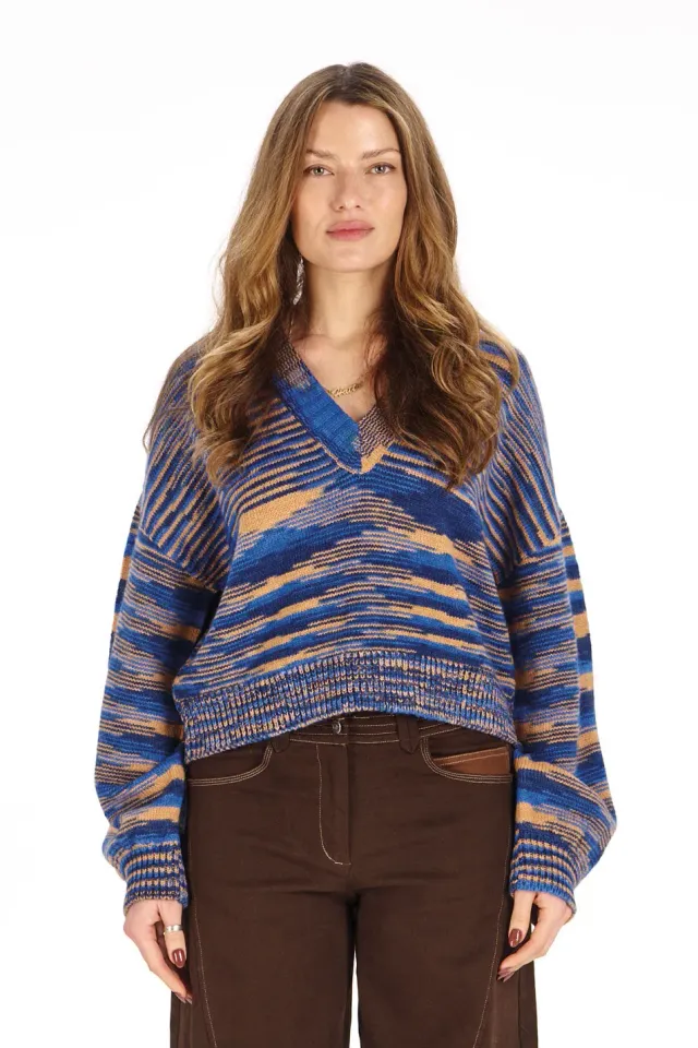 Komodo Faith Pullover Blau Space Dye Lammwolle