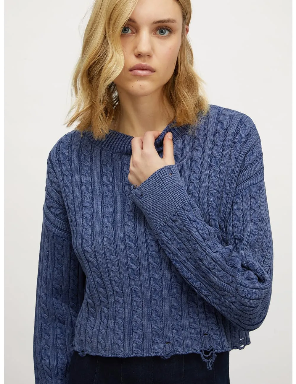 Motivi Zopfpullover Aged-Optik Pullover L aus Baumwolle