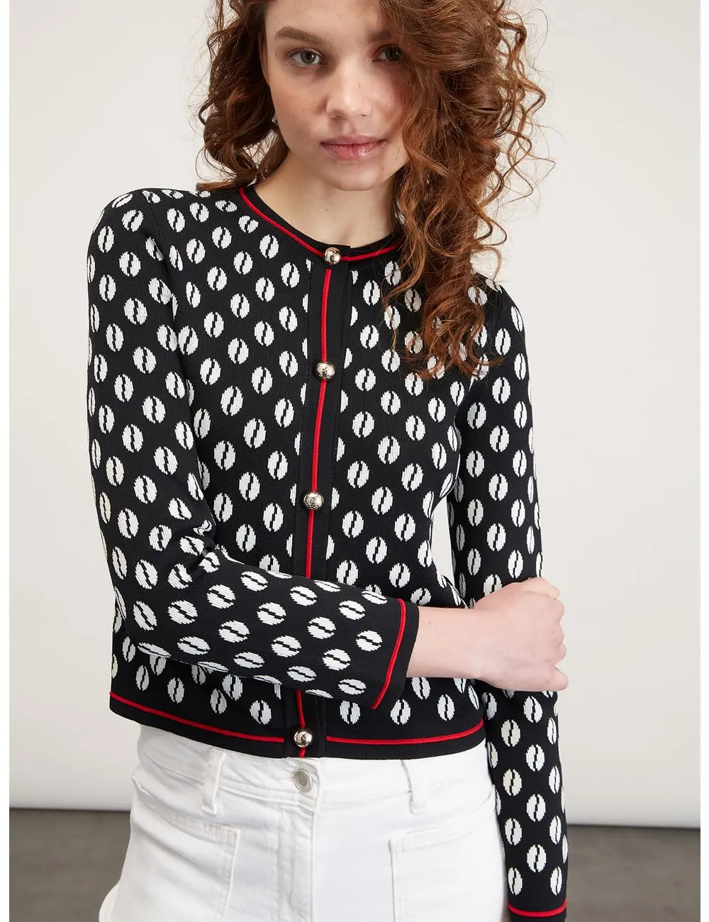 motivi Spring Summer 24 Cardigan Jacquardstrick kurz