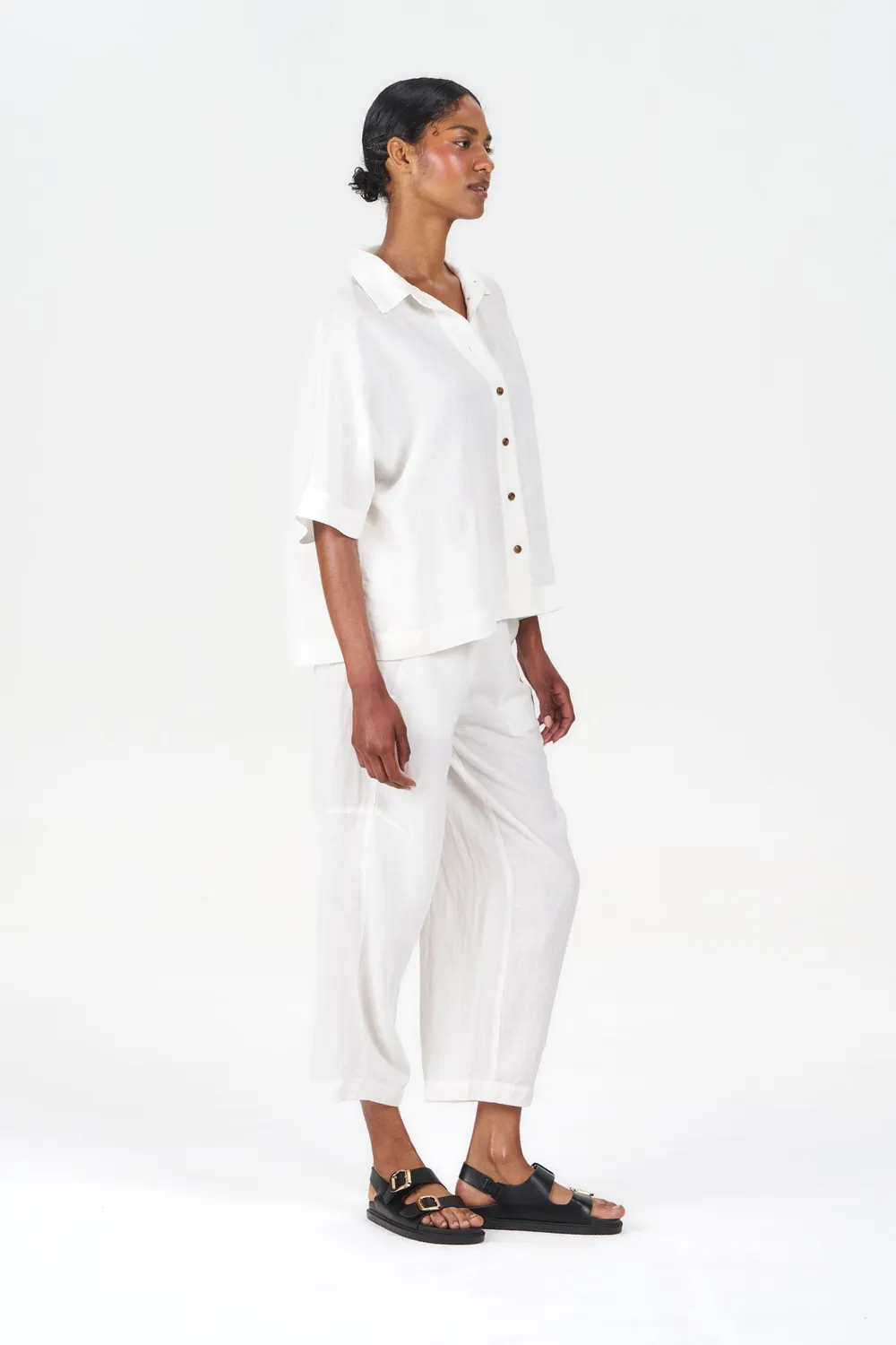 KOMODO KIMONO Bluse Weiß Tencel Leinen Damen