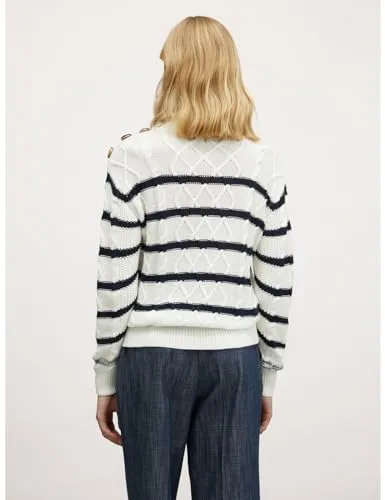 Motivi Zopfmuster Pullover gestreift mit Knöpfen
