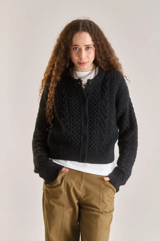 Komodo Charlie Strickjacke Lammwolle Charcoal 42