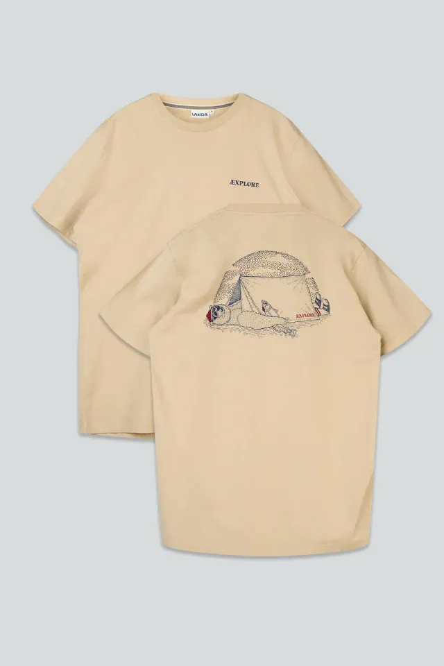 LAKOR Bear Inn T-Shirt White Pepper Bio-Baumwolle