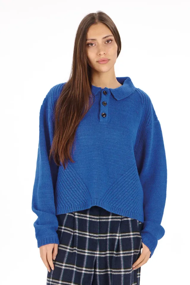 Komodo Sami Pullover Cobalt Lammwolle Polokragen