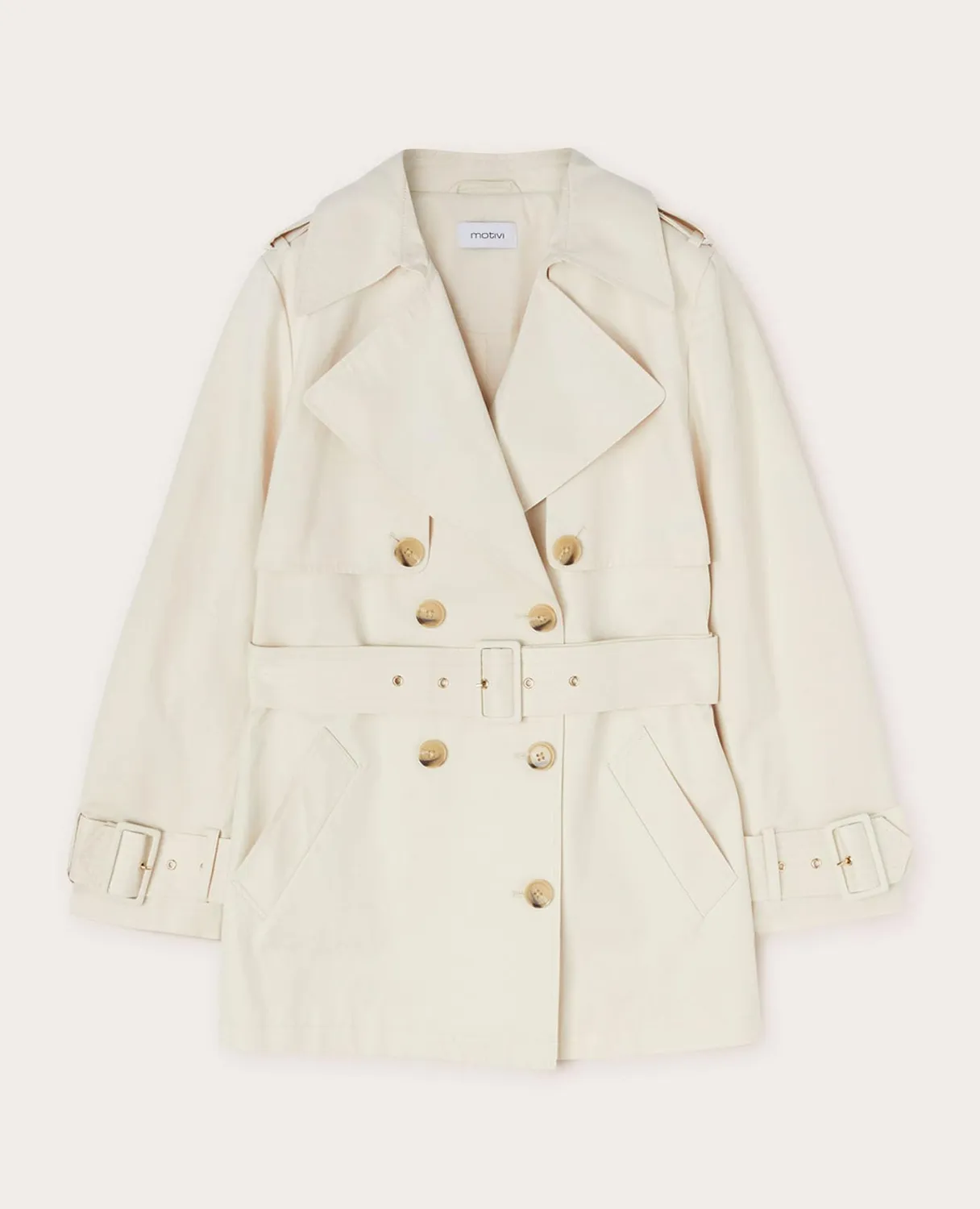 Motivi Kurzer zweireihiger Trenchcoat Weiß 44