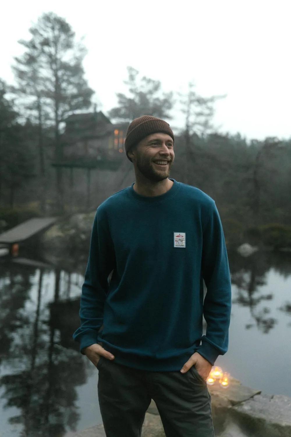 LAKOR Mushroom Trio Crewneck Sweatshirt Insignia Blue Bio-Baumwolle